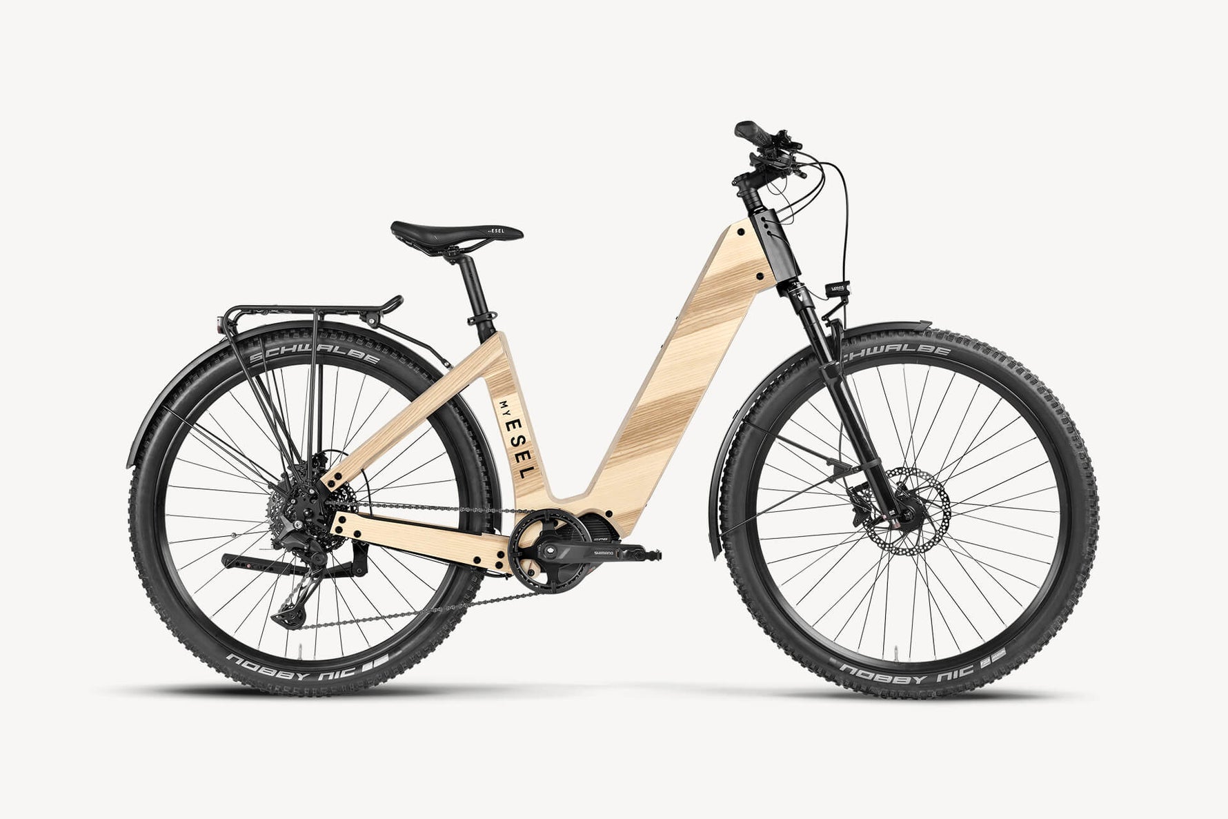 e bike mountainbike mittelmotor eMountain Esel – Mountain E-Bike aus Holz